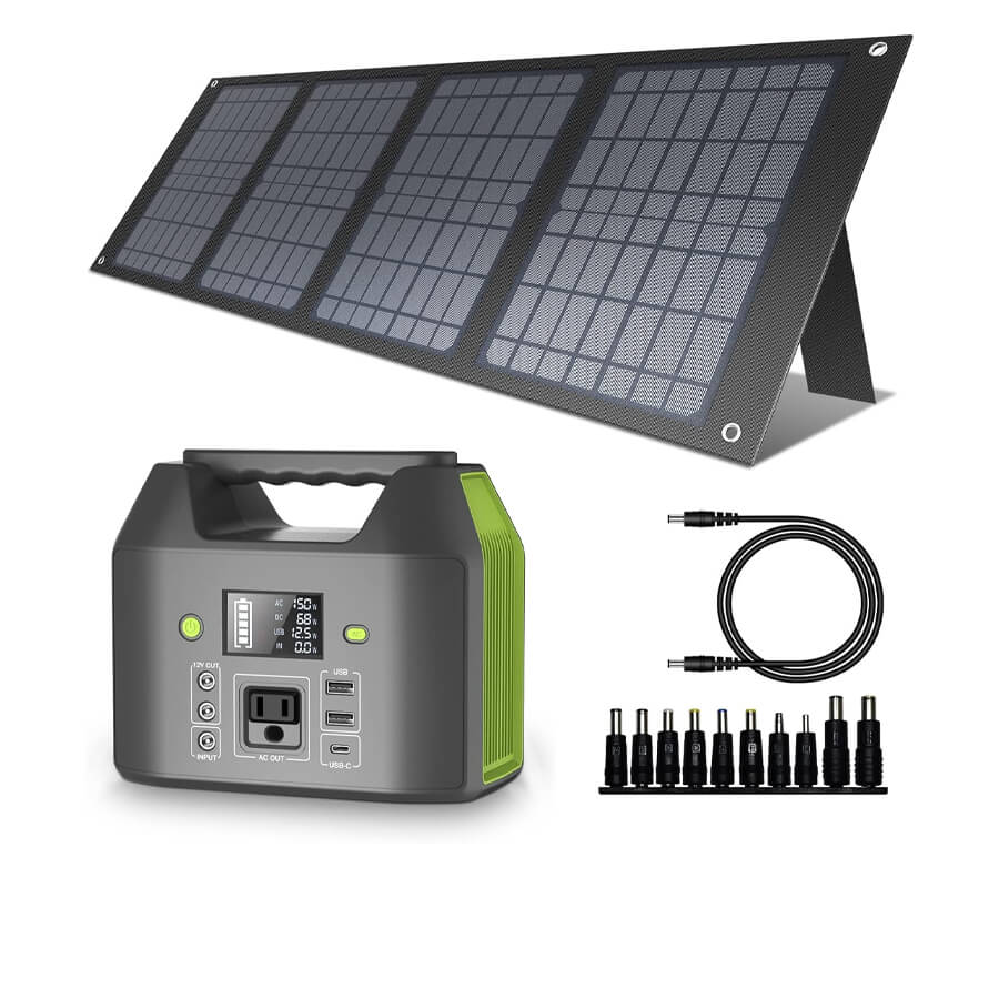 EnginStar 150W Small Solar Generator with 40W Solar Panel, 6 Outputs 42000mAh Portable Charger Power Bank