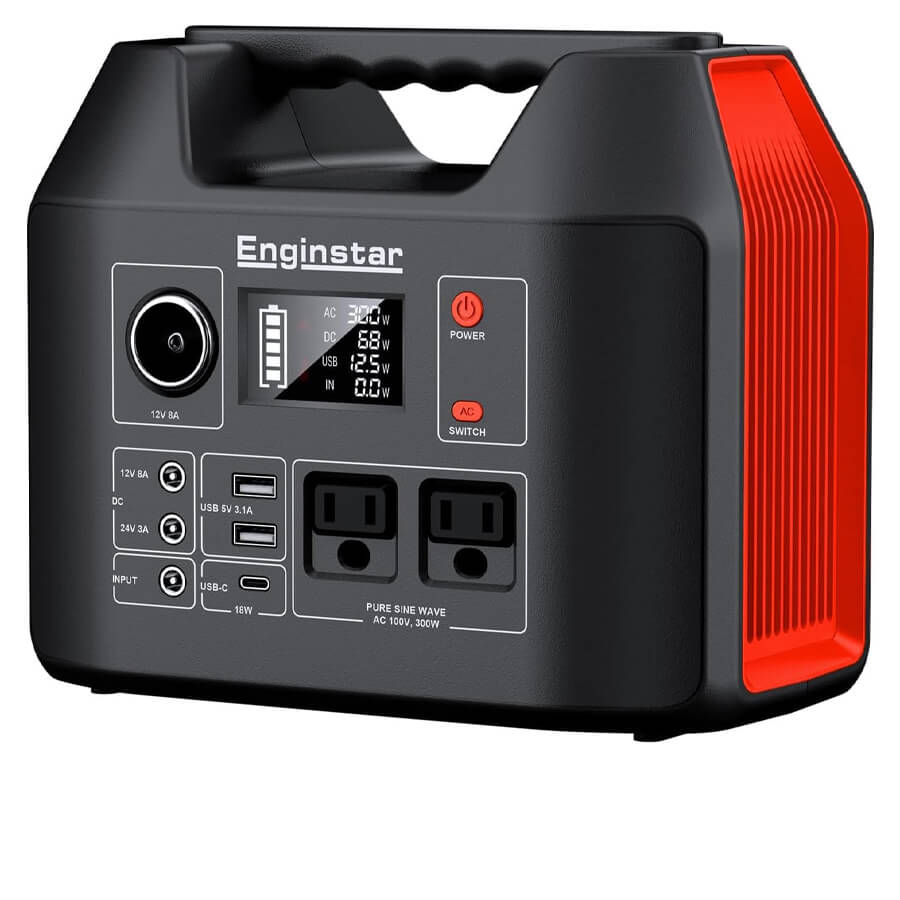 EnginStar Portable Power Station, 300W 296Wh Battery Bank with 110V Pure Sine Wave AC Outlet